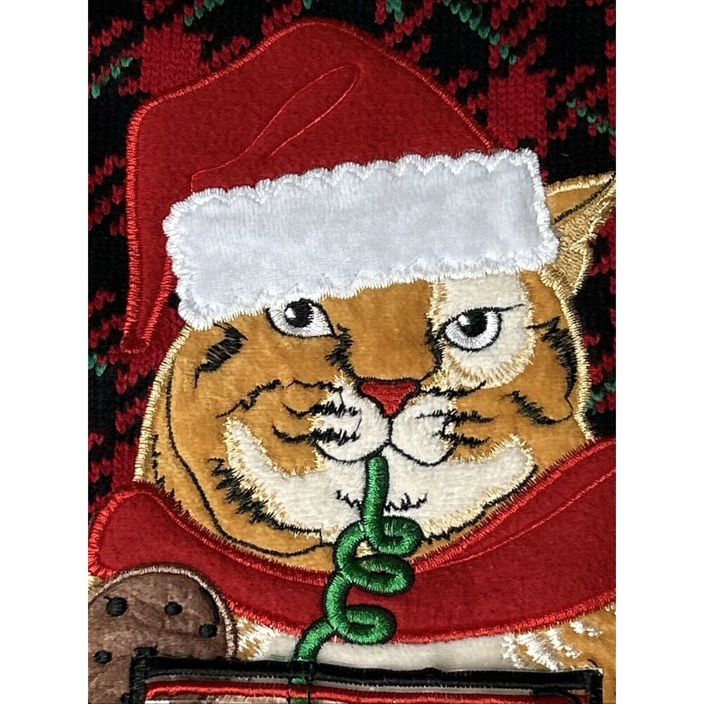 Celebrate Together Cat Ugly Christmas Sweater Sz Medium Drink Pocket Kitty Straw - Picture 4 of 9